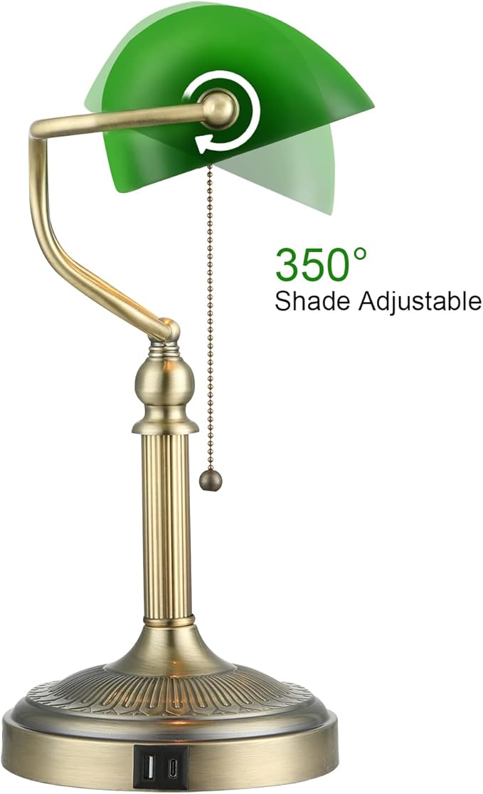 Newrays Green Glass Bankers Desk Lamp
