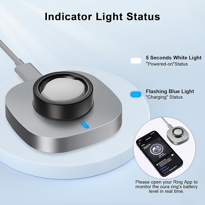 ZOOROO Charger Compatible with Oura Ring Gen 3 Size 8, Fast Charging Dock with