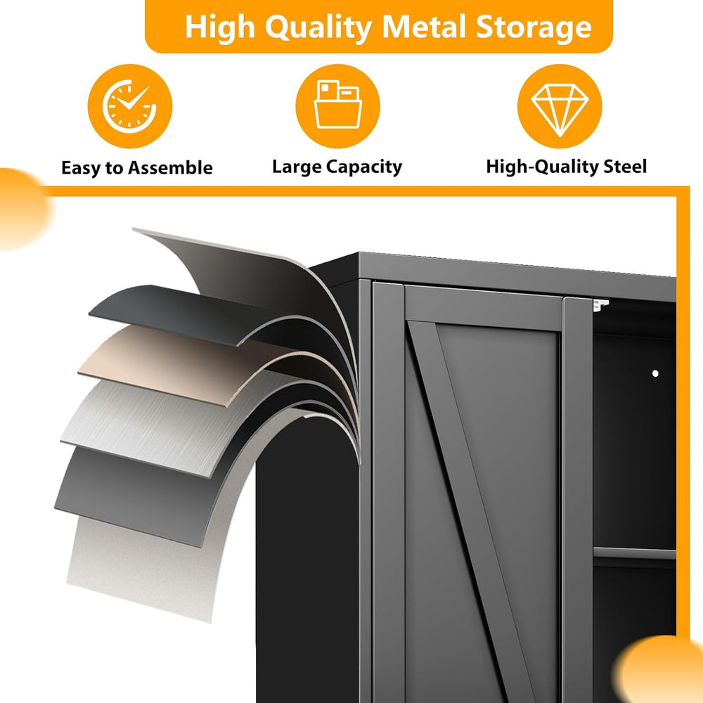 Ckzbx Black Metal Cabinets with Doors and Shelves, 71" H Storage Cabinet...