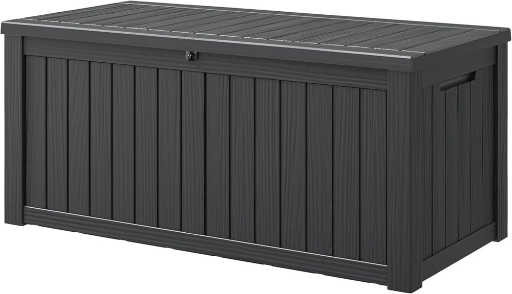 151 Gal Deck Box, Outdoor Storage Box Waterproof Lockable, Gas Lift,Black