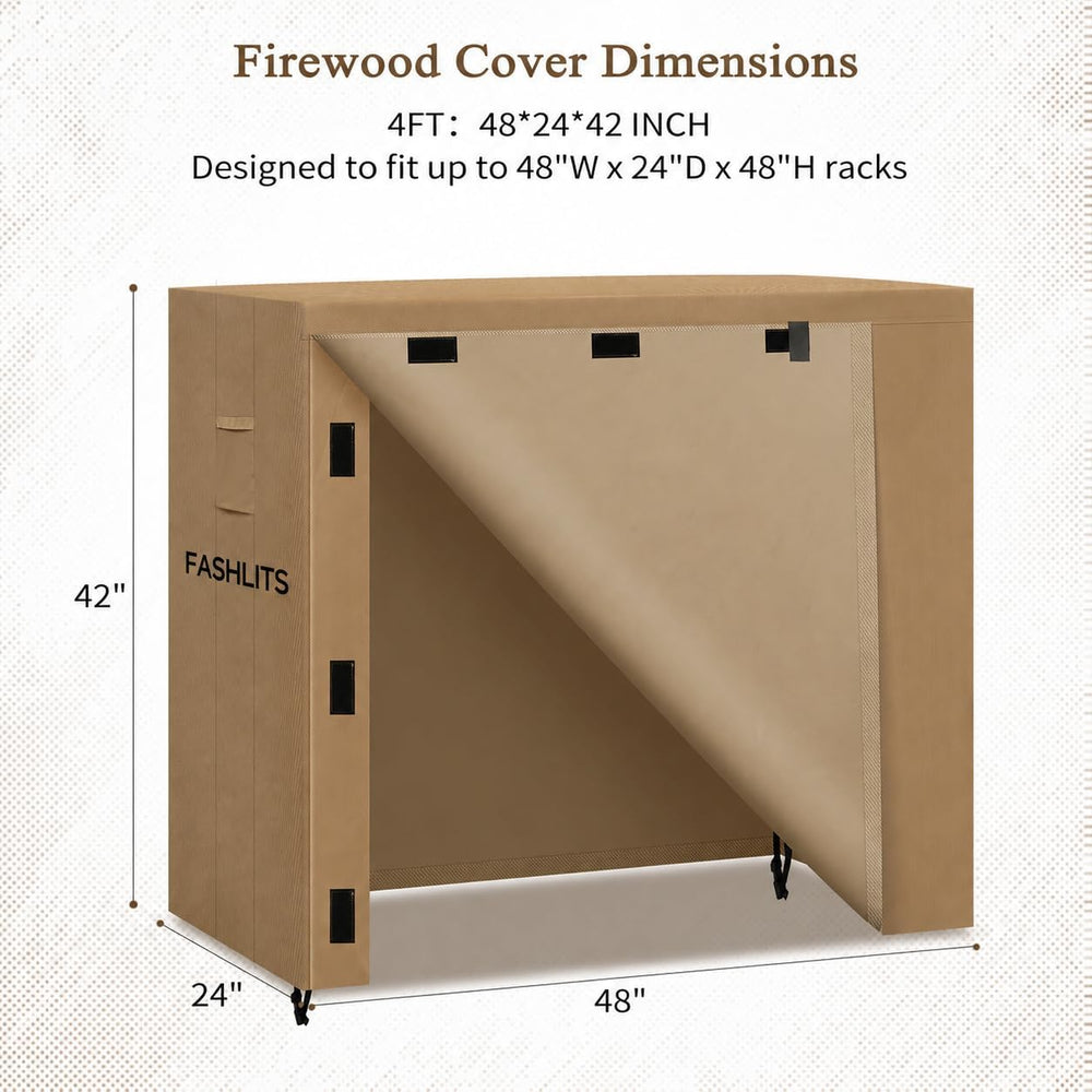 4ft Firewood Rack Cover, Waterproof Heavy Duty 600D Oxford