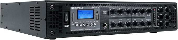 Rockville RCS650-6 650 Watt 6-Zone 70V Commercial Amplifier, USB/SD/FM Playback