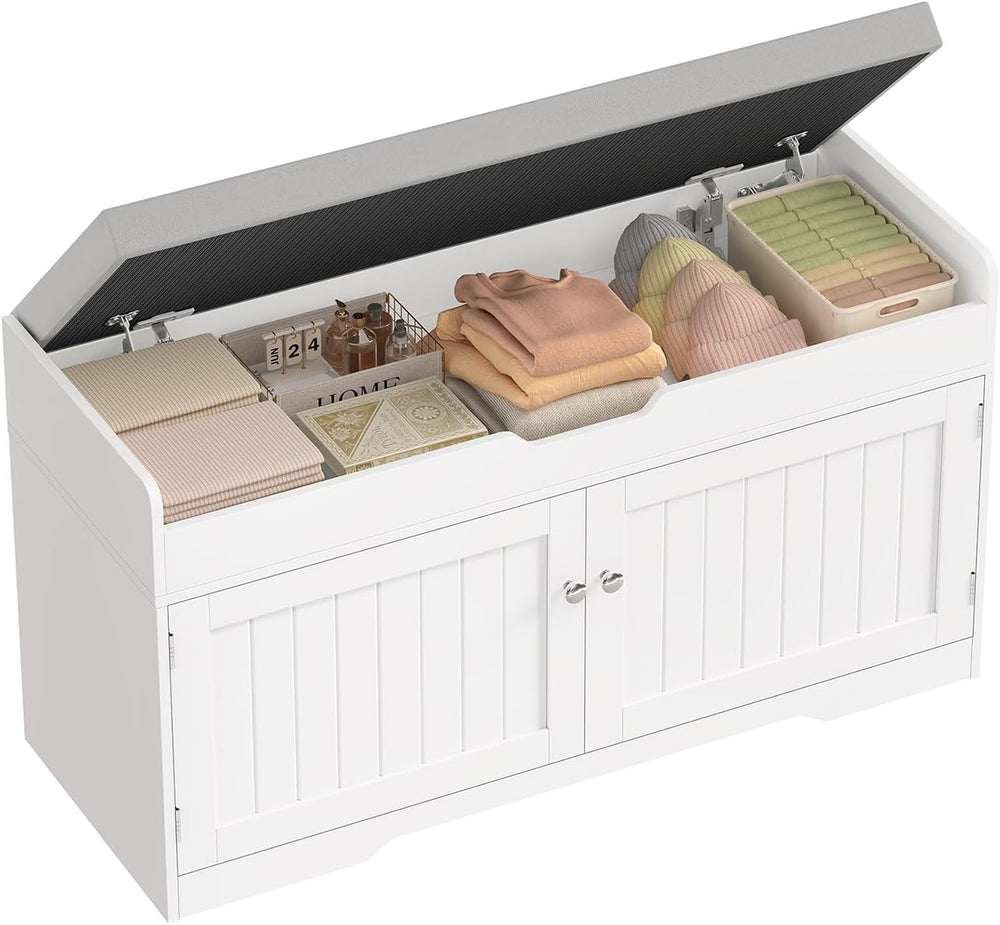 usikey Shoe Bench with Lift Top Storage, Entryway Bench with Padded Seat Cush...