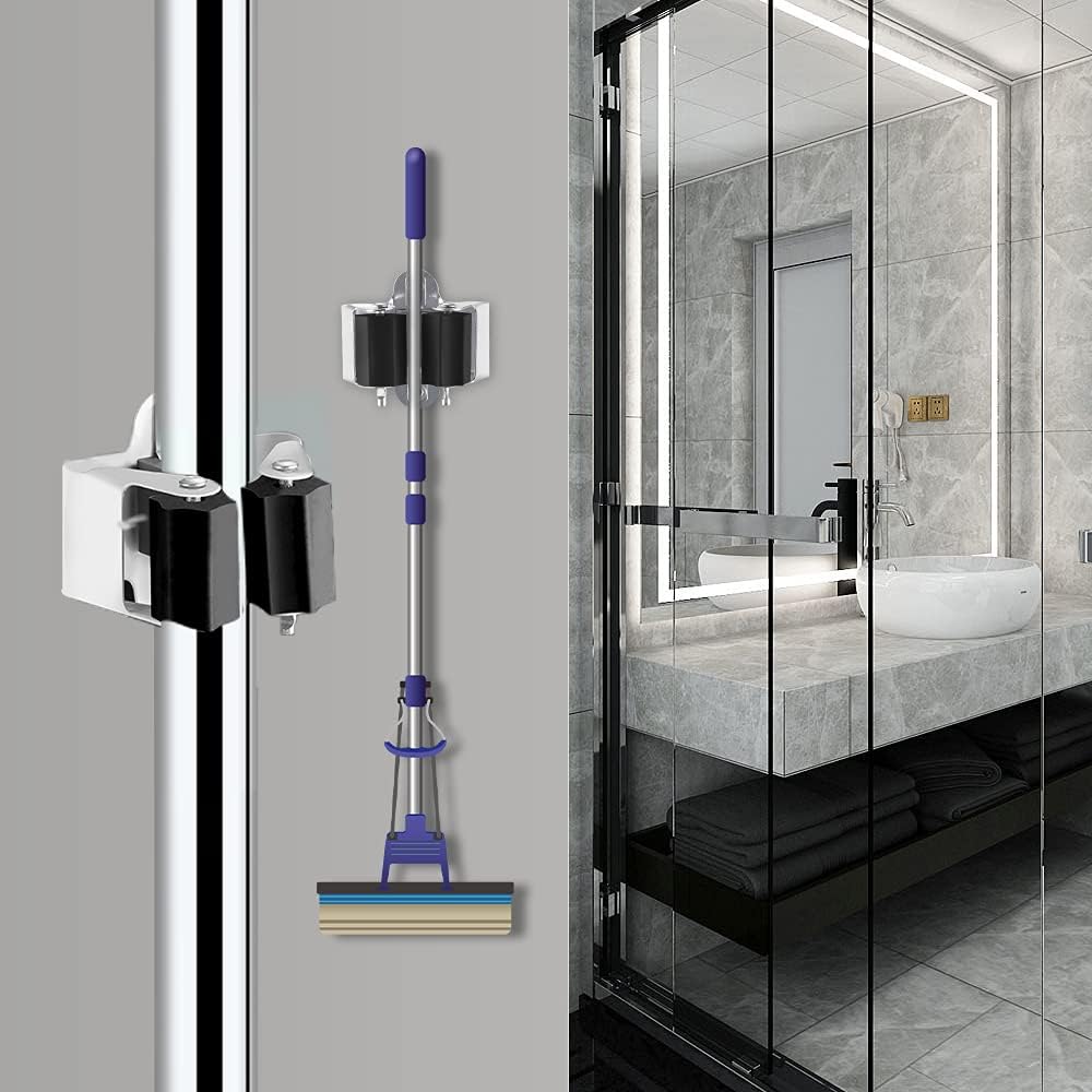 3-H Broom Holder Wall Mount 30 Pack, Stainless Steel Mop Hanger with Screws