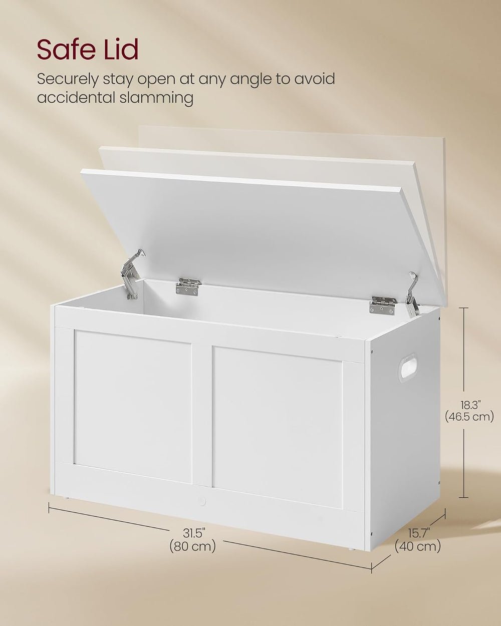 VASAGLE Storage Chest with 2 Safety Hinges, 15.7 x 31.5 x 18.3 Inches