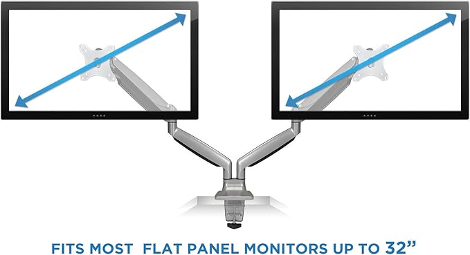 Mount-It! Dual Monitor Arm Mount Desk Stand Two Articulating Gas Spring Height