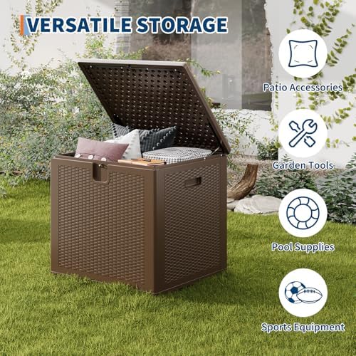 IDEALHOUSE 80 Gallon Resin Deck Box, Waterproof Outdoor Storage Box with Lock...