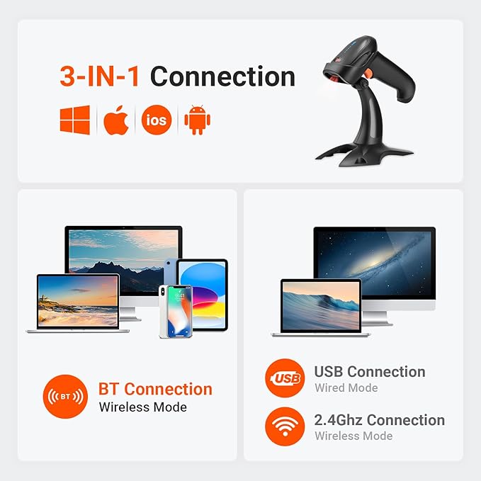 Tera Barcode Scanner Wireless 1D 2D QR