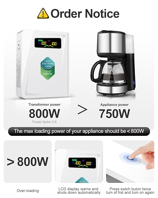 ZHENGXI 120v to 100v Step Down Transformer 1000W Power Voltage Converters