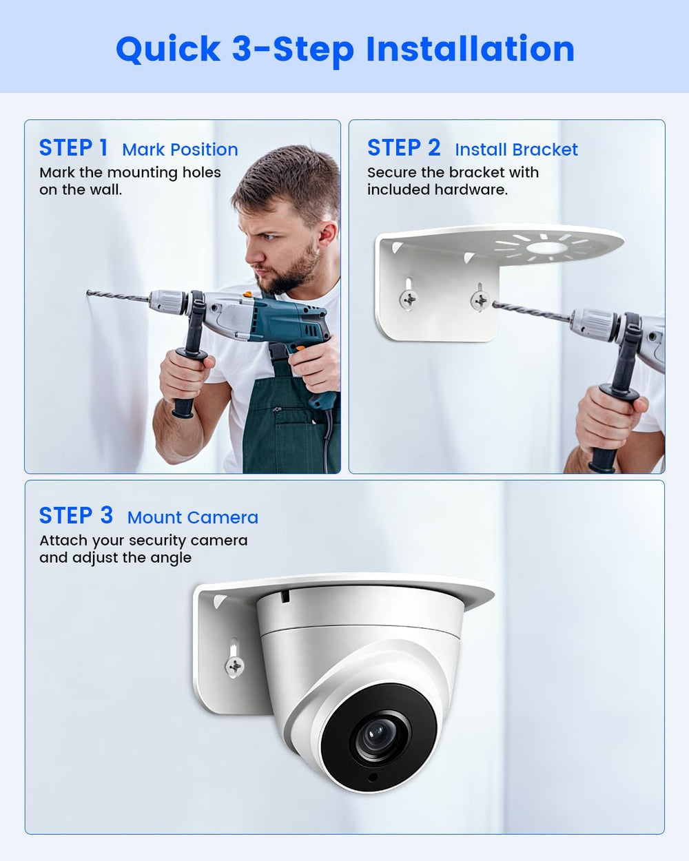 Universal L-Shape CCTV Camera Bracket, Metal Security Wall Mount Bracket