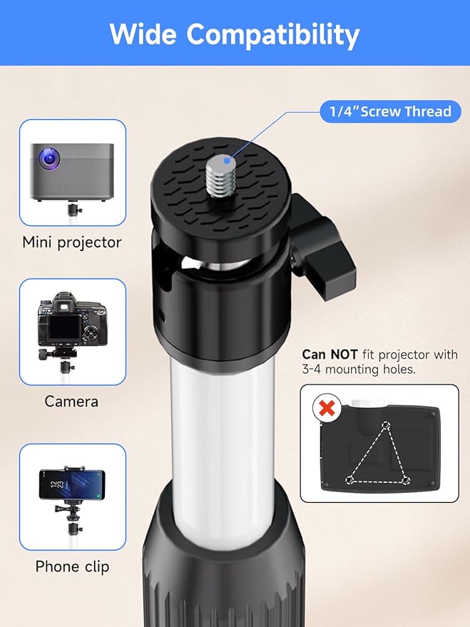 suptek Exdentable 63.9" Projector Stand 360°Swivel, Height Adjustable
