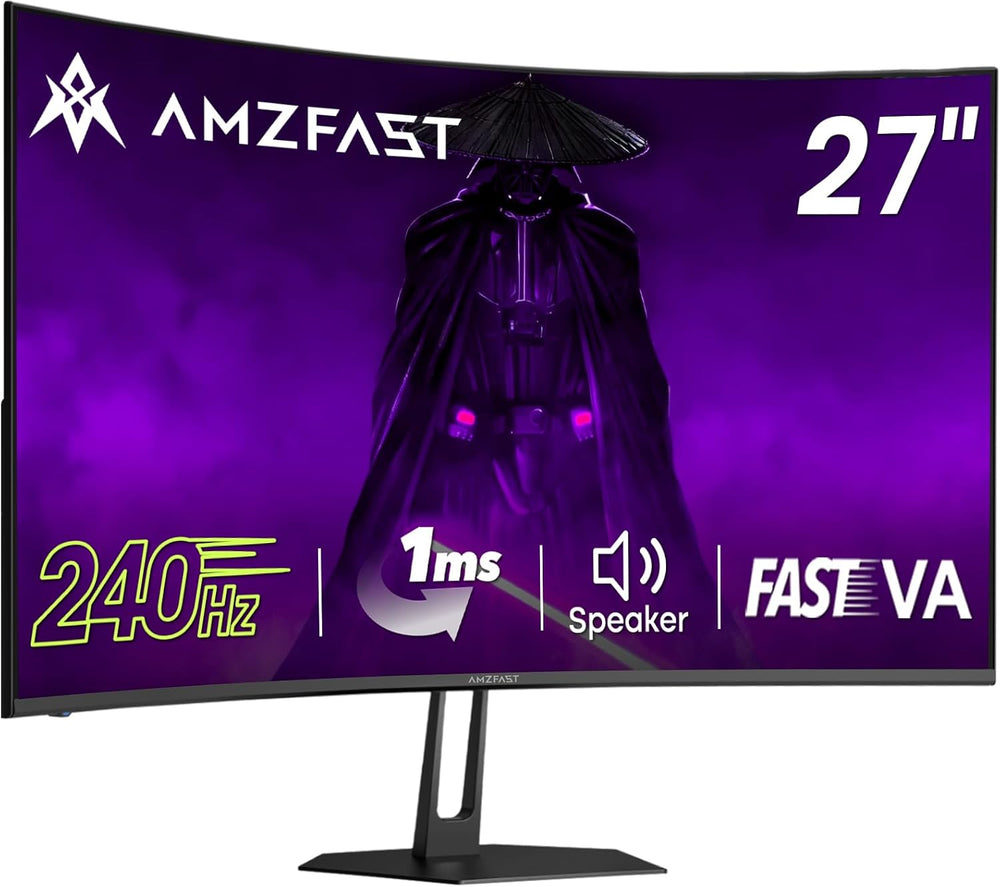 Amzfast 27 inch 240Hz Curved Gaming Monitor, FHD 1080P Monitor Gaming