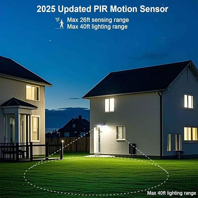 EMANER Motion Solar Lights Outdoor, Solar Floodlight, Stay On or Motion Senso...