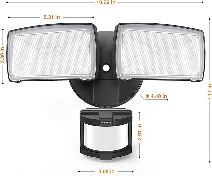 LEPOWER LED Security Lights Motion Sensor Light Outdoor, 30W 3200LM Motion