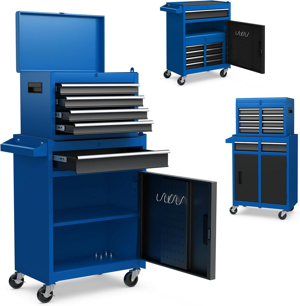 DREAMADE 5-Drawer Tool Chest Combo, Rolling Tool Cabinet w/Detachable Top Too...