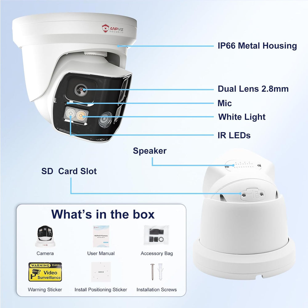 Anpviz 4K 8MP Dual Lens PoE IP Security Camera with 180° Panoramic Angle