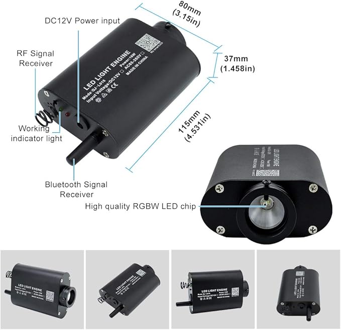 AZIMOM 16W Car Use Sound Activated Fiber Optic Light Box Engine Music Sensor