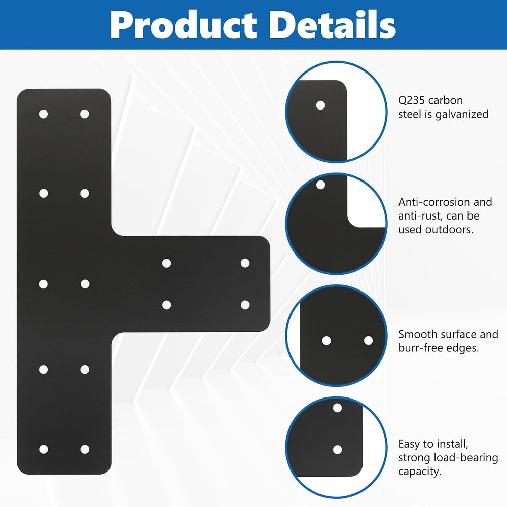 4 Pcs 12*8 Inch T Post Timber Brackets,Post to Beam Connector