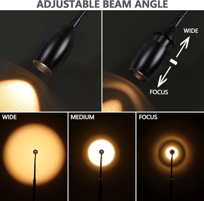Reading Floor Lamp, Dimmable Zoomable Spotlight, Adjustable Color Beam Standing