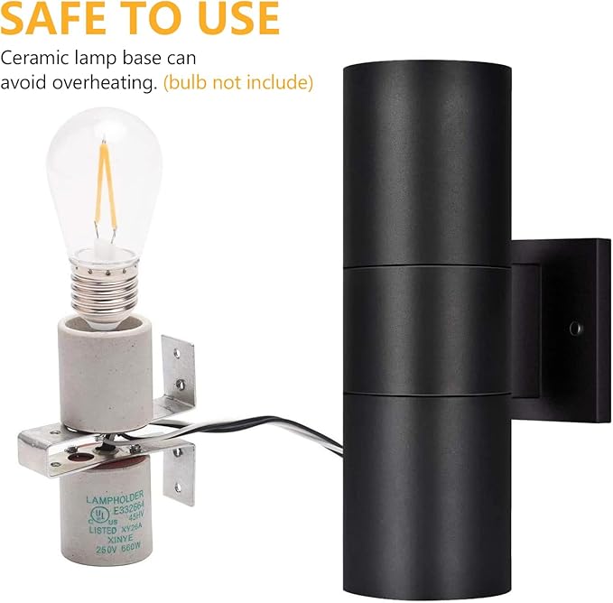 wowlite Modern Outdoor Wall Lights, Up and Down Lights Wall Mount Cylinder (2...