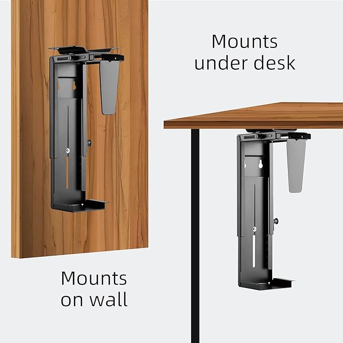 Pholiten Under Desk CPU Mount, Universal PC Wall Mount, 3.94 to 11.61 inch Wide
