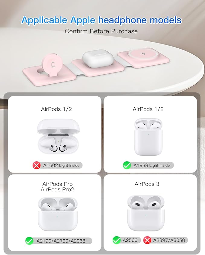 Charging Station for Apple Multiple Devices: 3 in 1 Foldable Magnetic Wireless