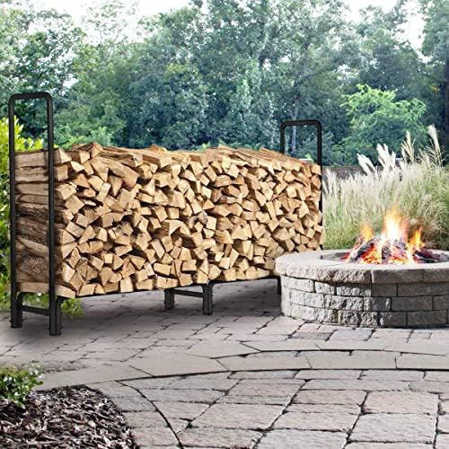 AKSG 8ft Firewood Rack Outdoor Heavy Duty Log Rack Firewood Storage Rack Fire...