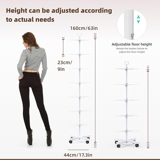 YEOOE Retail Display Racks 7 Tier Spinning Display Stand, Movable Shop Spinner