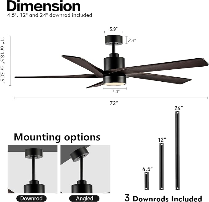 WINGBO 72 Inch DC Ceiling Fan