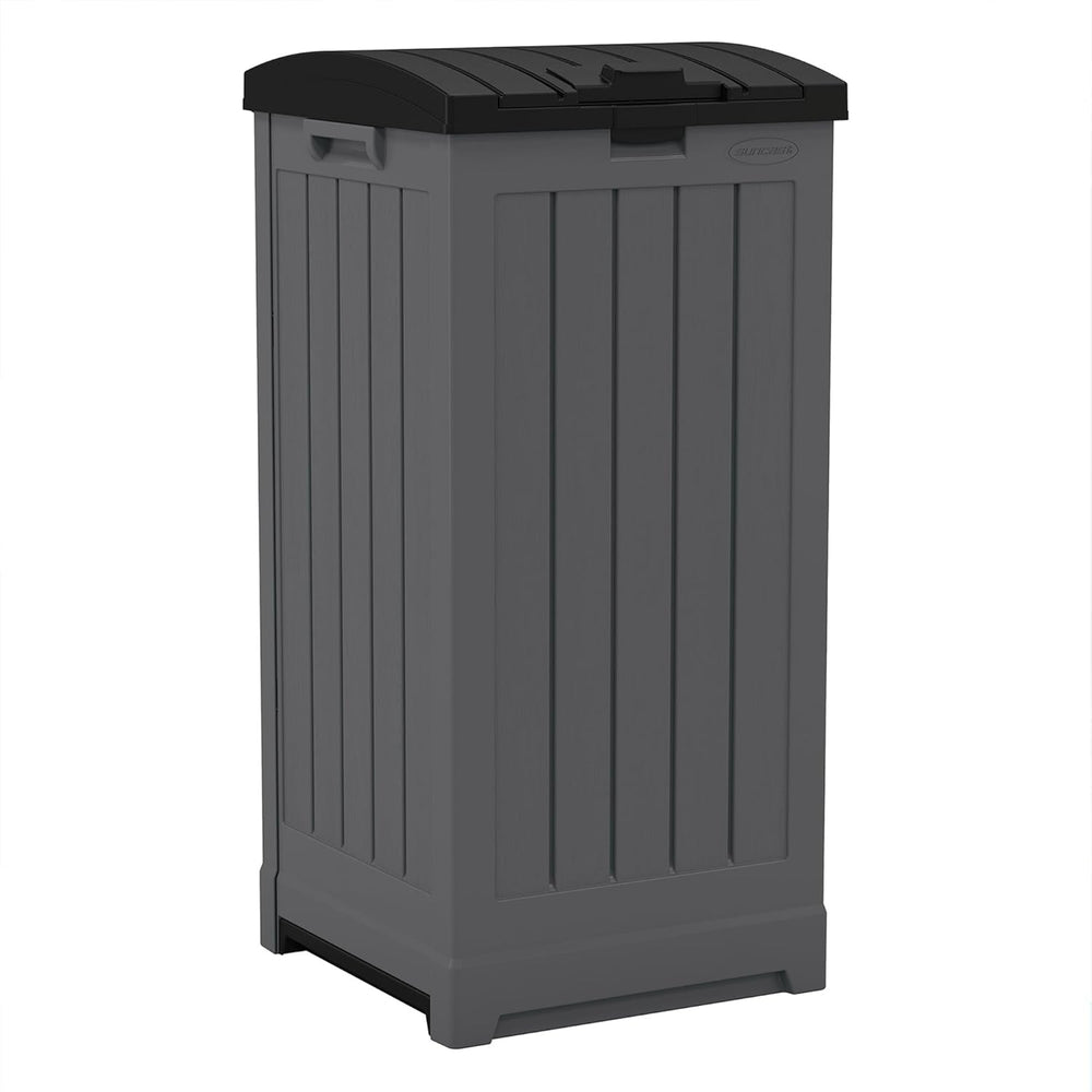 Suncast 39-Gallon Resin Outdoor Hideaway Trash Can with Lid for Backyard, Dec...