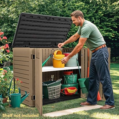 DWVO 35 Cu Ft Outdoor Horizontal Storage Shed w/o Shelf, 39 in Height Storage...
