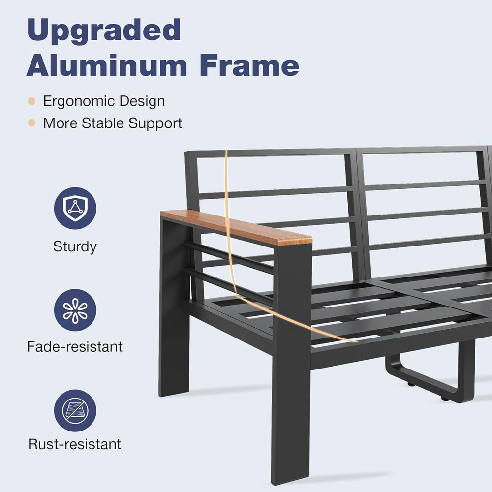 Aoxun Aluminum Patio Furniture Set 7 Seats, Grey