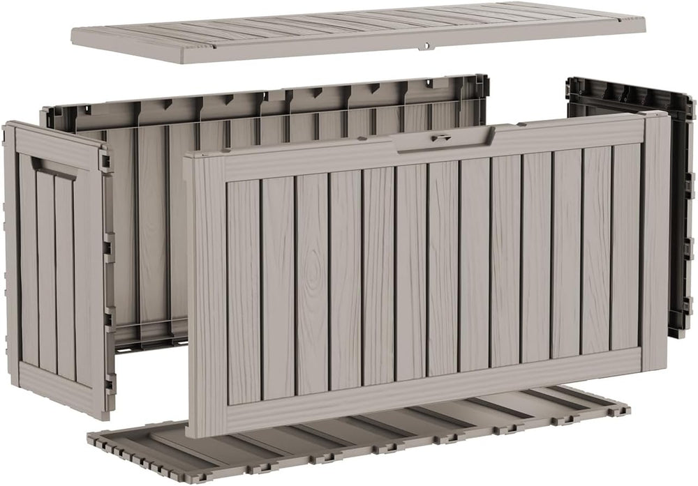 80 Gallon Deck Box, Waterproof Resin Outdoor Storage Box Lockable for Patio F...