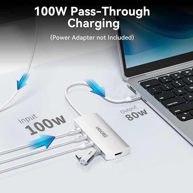 USB C Hub 8 in 1 Multiport Adapter, 3 USB 3.2 Gen 2 Ports