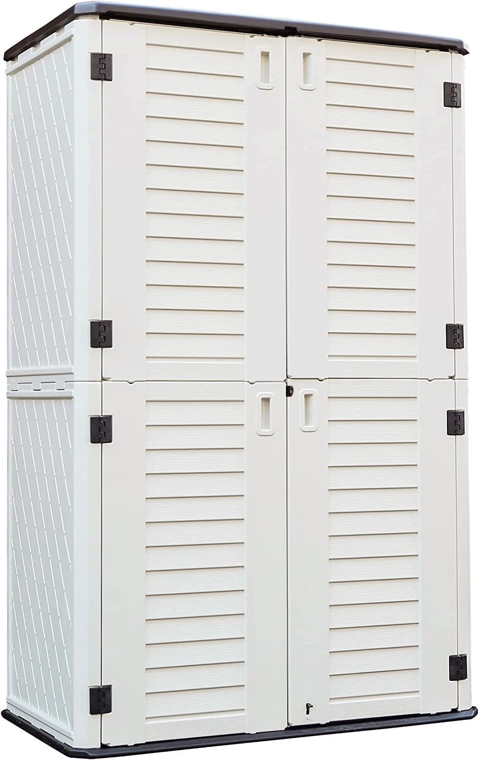 KINYING Outdoor Storage Cabinet Waterproof, Resin Vertical Outdoor Storage Sh...