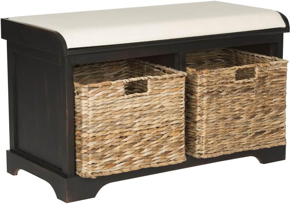 SAFAVIEH Freddy Wood Storage Bench, 33" Farmhouse Brown AMH5736A