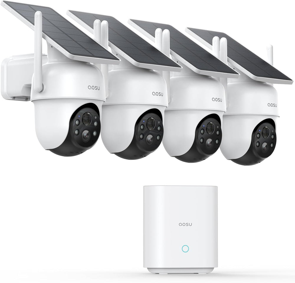 aosu D1 Classic 4-Cam Kit, Security Cameras Wireless Outdoor, Solar Powered