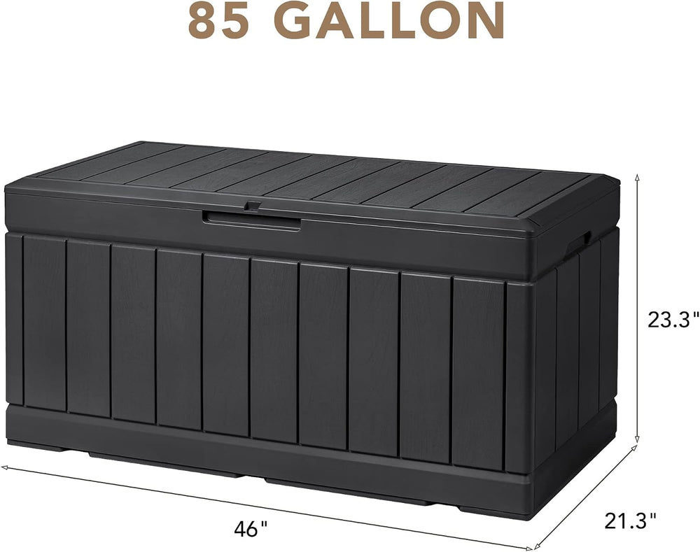 Devoko 85 Gallon Deck Box Lockable Resin Outdoor Storage Box waterproof Outdo...