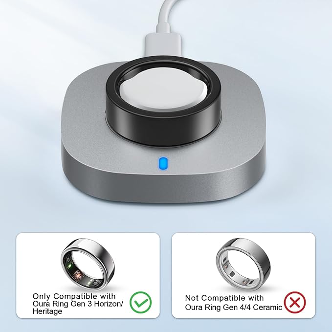ZOOROO Charger Compatible with Oura Ring Gen 3 Size 8, Fast Charging Dock with