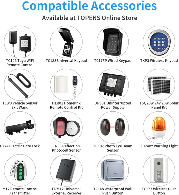 TOPENS AT6131 Single Swing Gate Opener Medium Duty Automatic Gate Motor