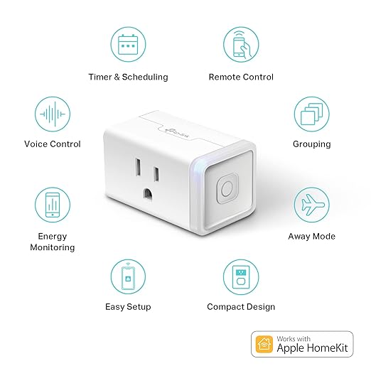 Kasa Smart Plug Mini 15A, Apple HomeKit Supported, Smart Outlet Works
