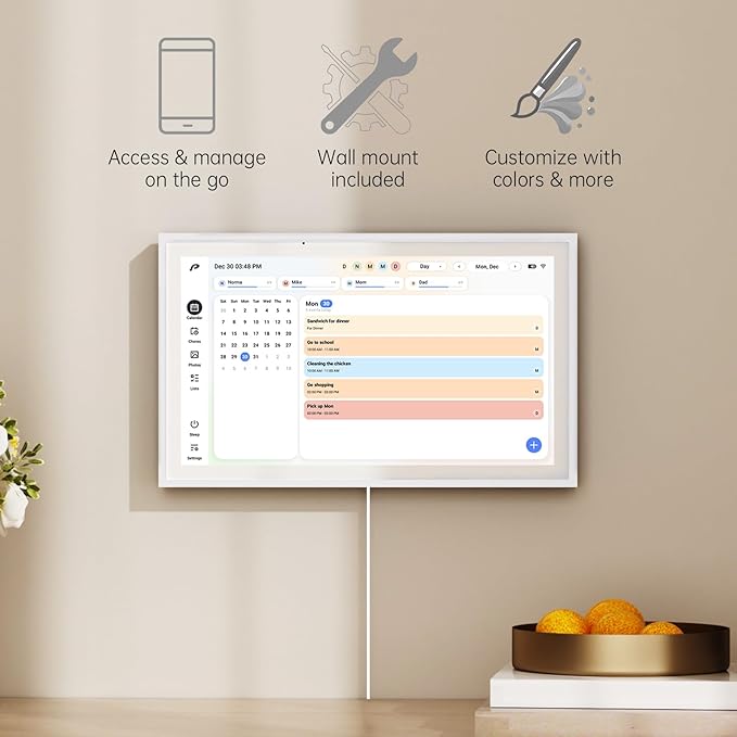 Digital Calendar, 15.6 inch Wall Planner & Chore Chart, Rechargeable Full HD
