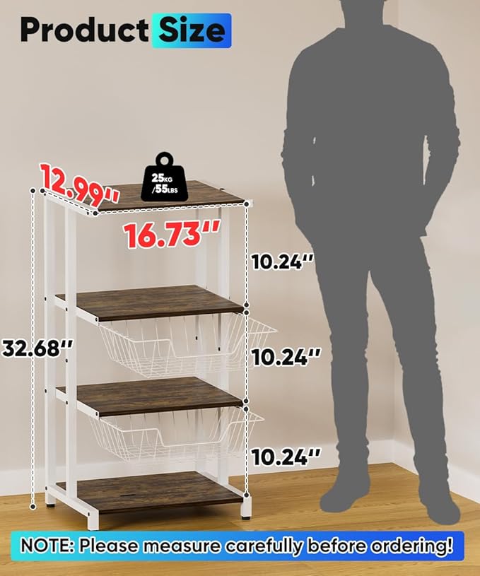 Ardier 4-Tier Wooden Media Stand, AV Media Stand Corner Shelf