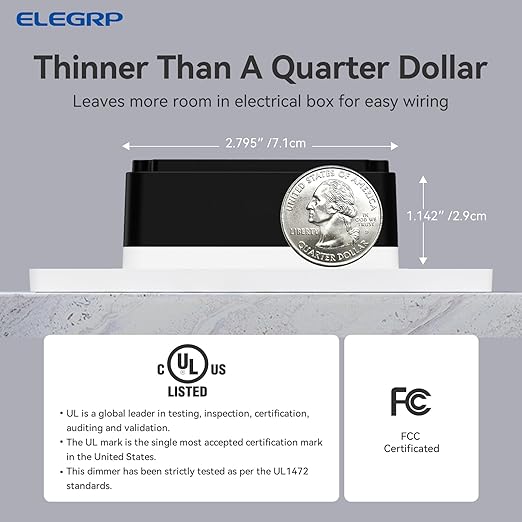 ELEGRP Dimmer Switch, Digital Dimmer Light Switch (2 Pack)