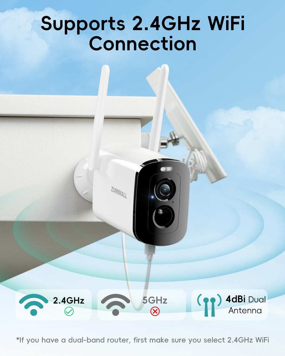 ZUMIMALL 2K Solar Security Cameras Wireless Outdoor - 2 Packs