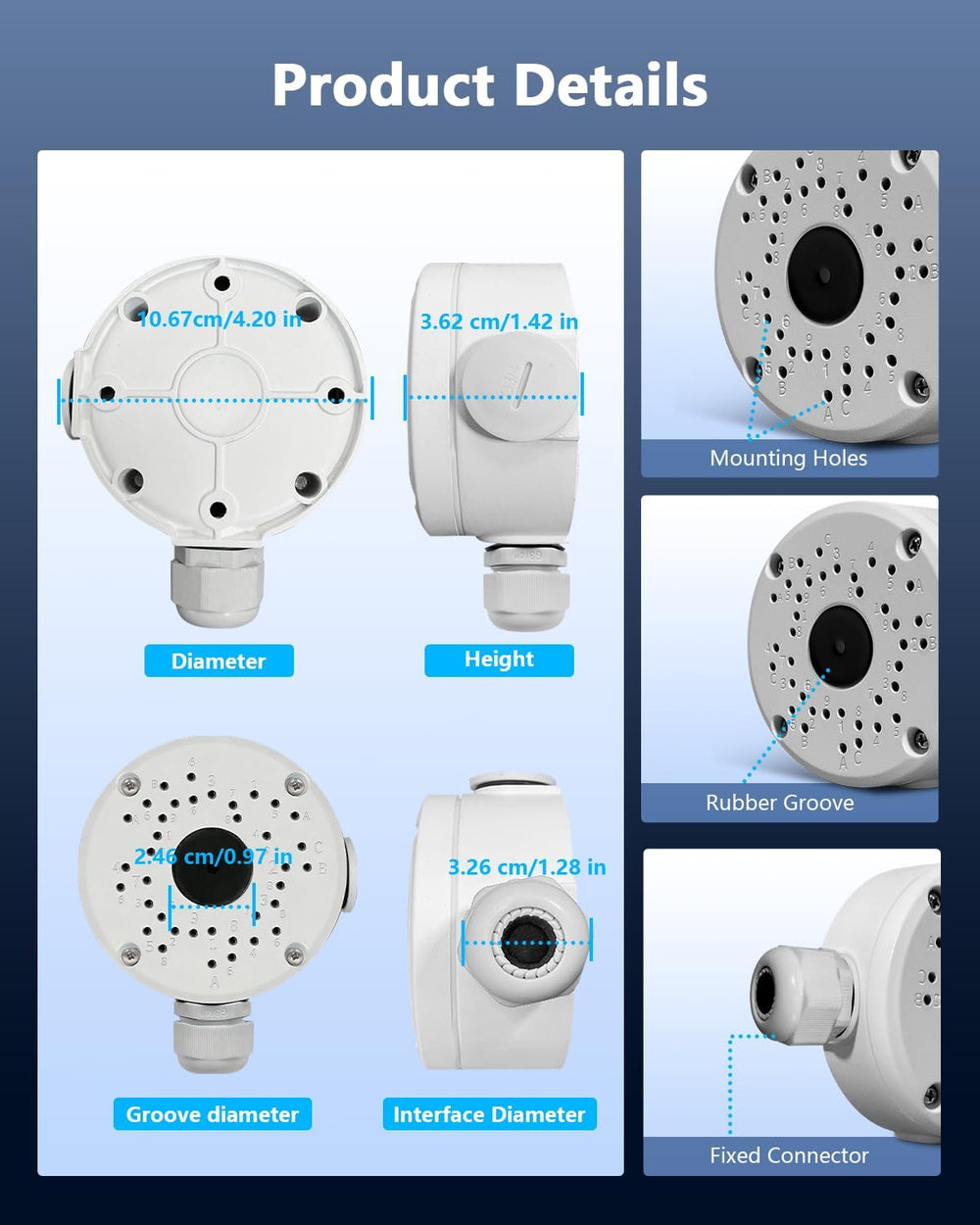 Metal Aluminum IP66 Waterproof Bullet Security Camera Junction Box, 4Pack