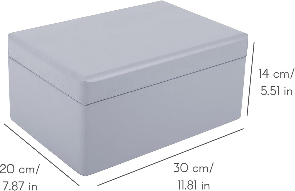 Creative Deco Large Gray Wooden Box Storage with Hinged Lid