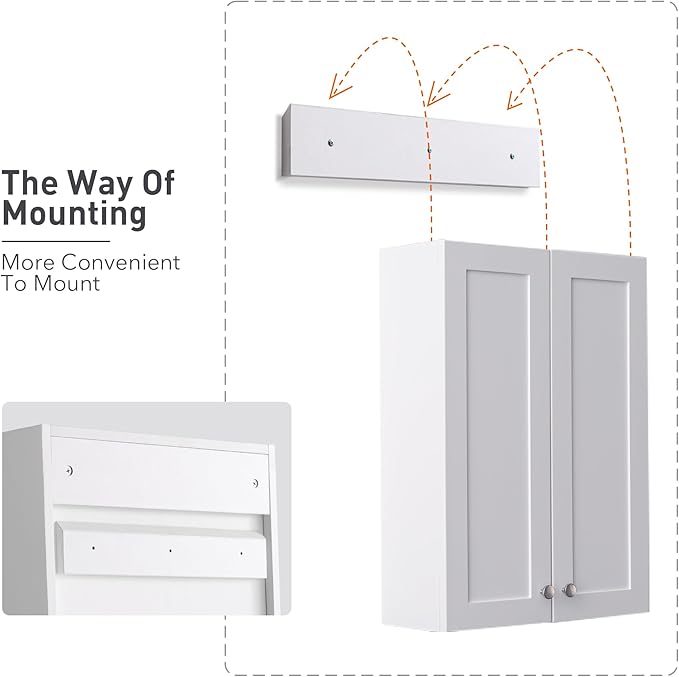 White Wall Mount Cabinet, MDF Over The Toilet Storage Cabinet