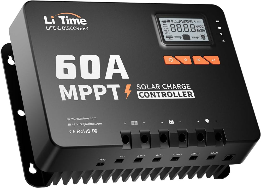 LiTime 60 Amp MPPT 12V/24V/36V/48V/Auto DC Input Solar Charge Controller is
