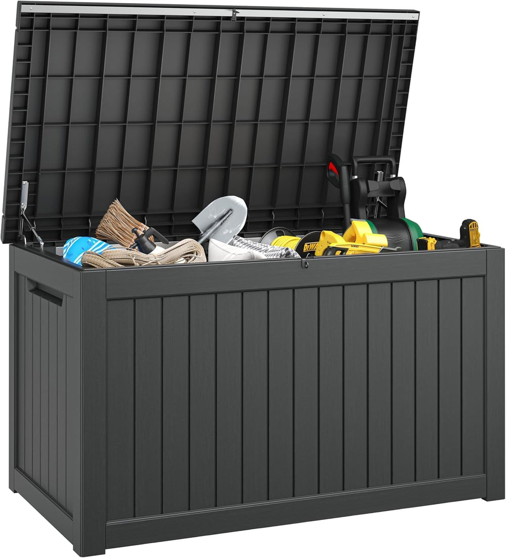 Resin Outdoor Deck Storage Box Waterproof (Black, 270 Gallon)